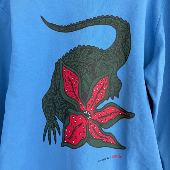 Stranger Things x Lacoste Sweatsuit Mens 4 Medium Blue Sweatshirt Joggers Set - Picture 3 of 15